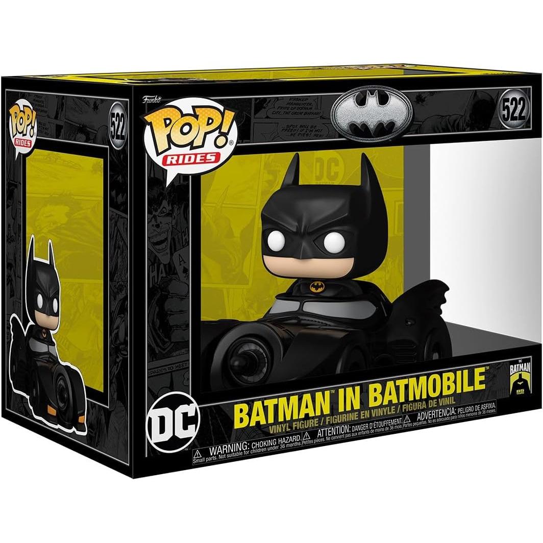 Funko Pop! Rides Deluxe: BM 85th - Batman con Batmobi - Batman 1989 - Figura de colección de vinilo de Batman con su Batmóvil de 1989 - Edición especial de 85 aniversario