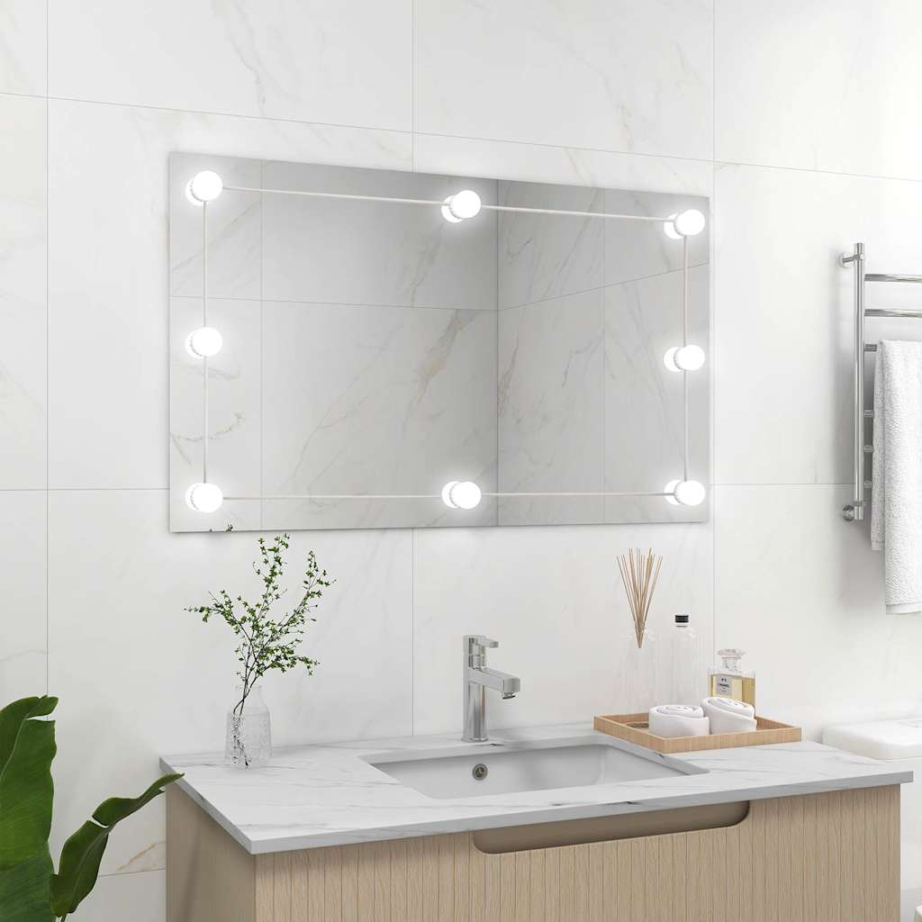 vidaXL Espejo de pared rectangular con luces LED vidrio espejo Dimensiones 40 x 60 cm, 40 x 80 cm, 50 x 60 cm y mas
