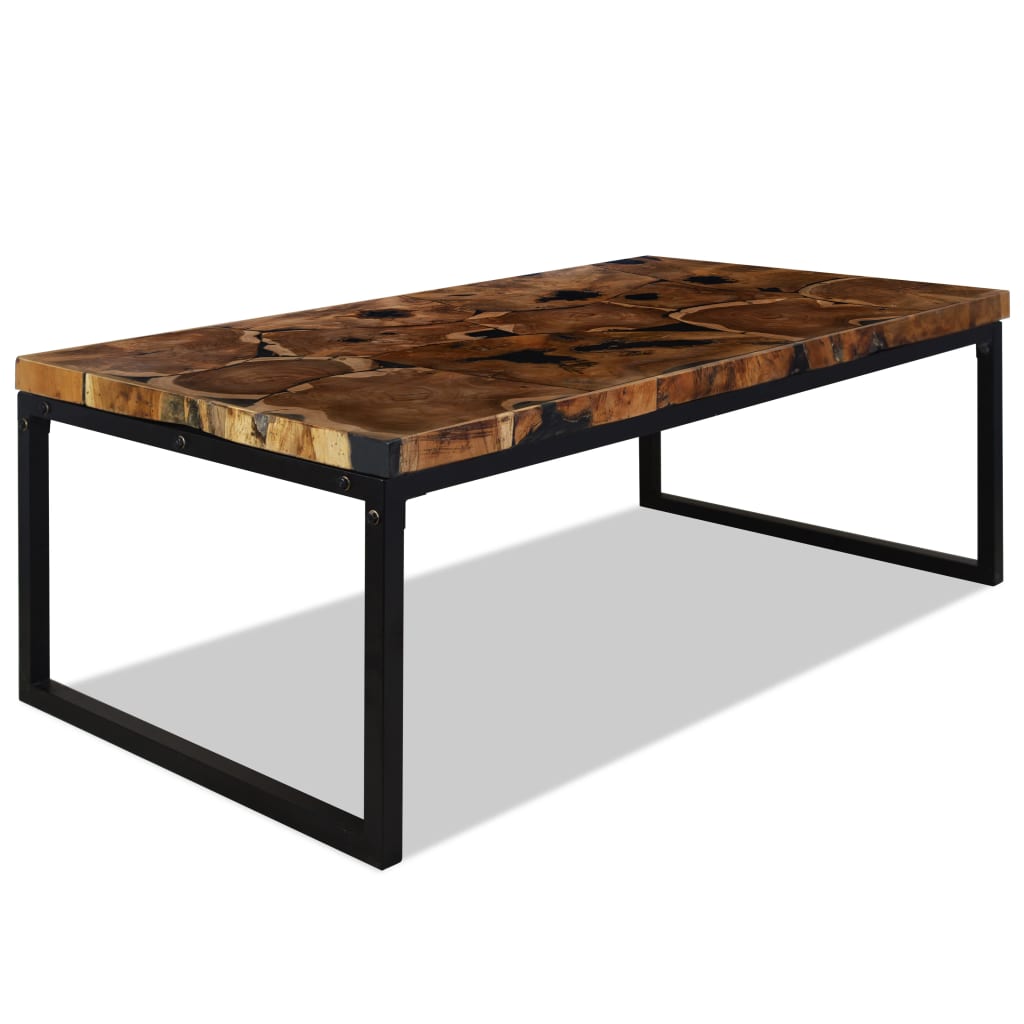 Vidaxl Mesa de Centro de Resina de Teca 110x60x40 Cm Negro