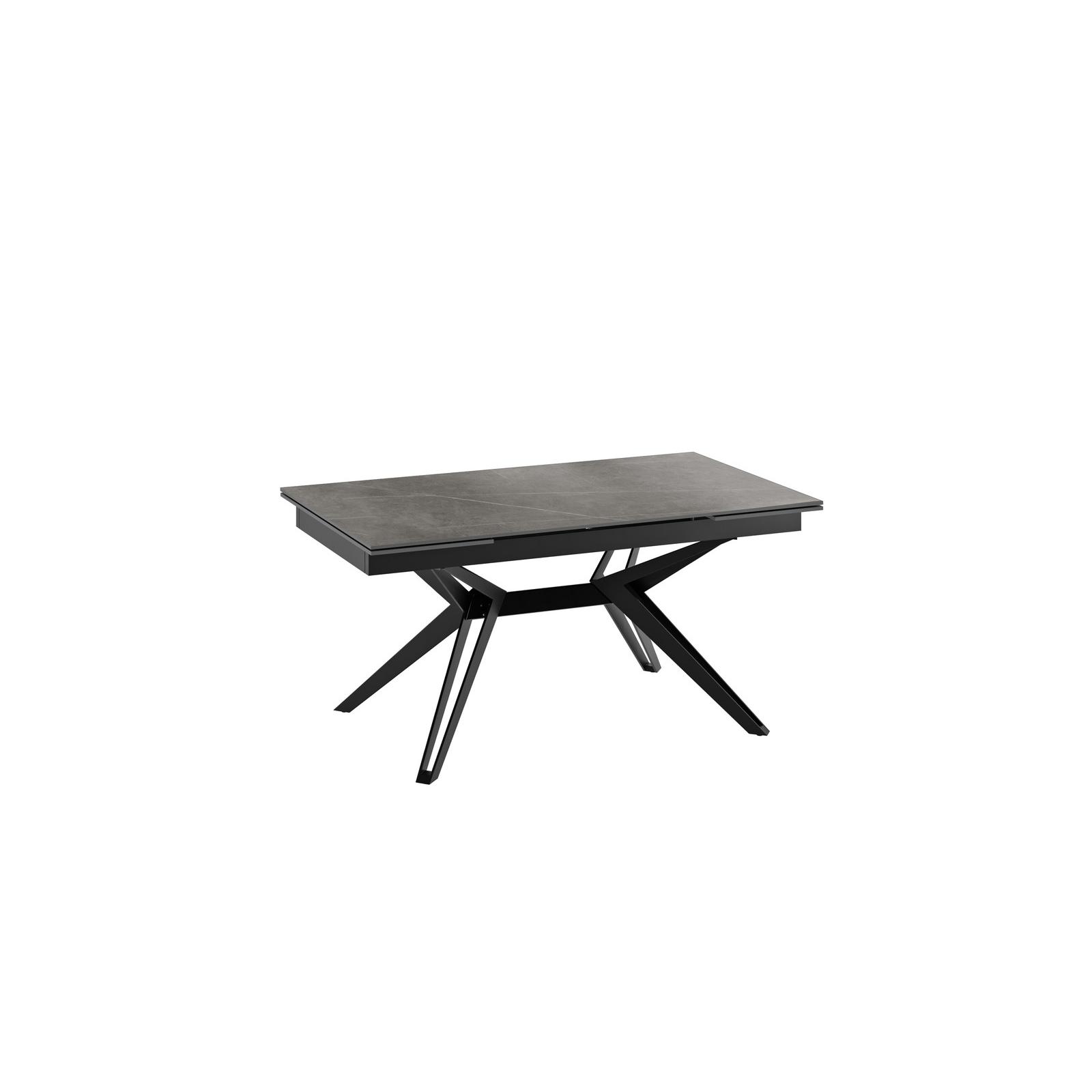 Mesa extensible Match 3 con tablero de cerámica de mármol gris mate y base de metal negro mate - Dimensiones 160/240 cm x 90 cm - Stones