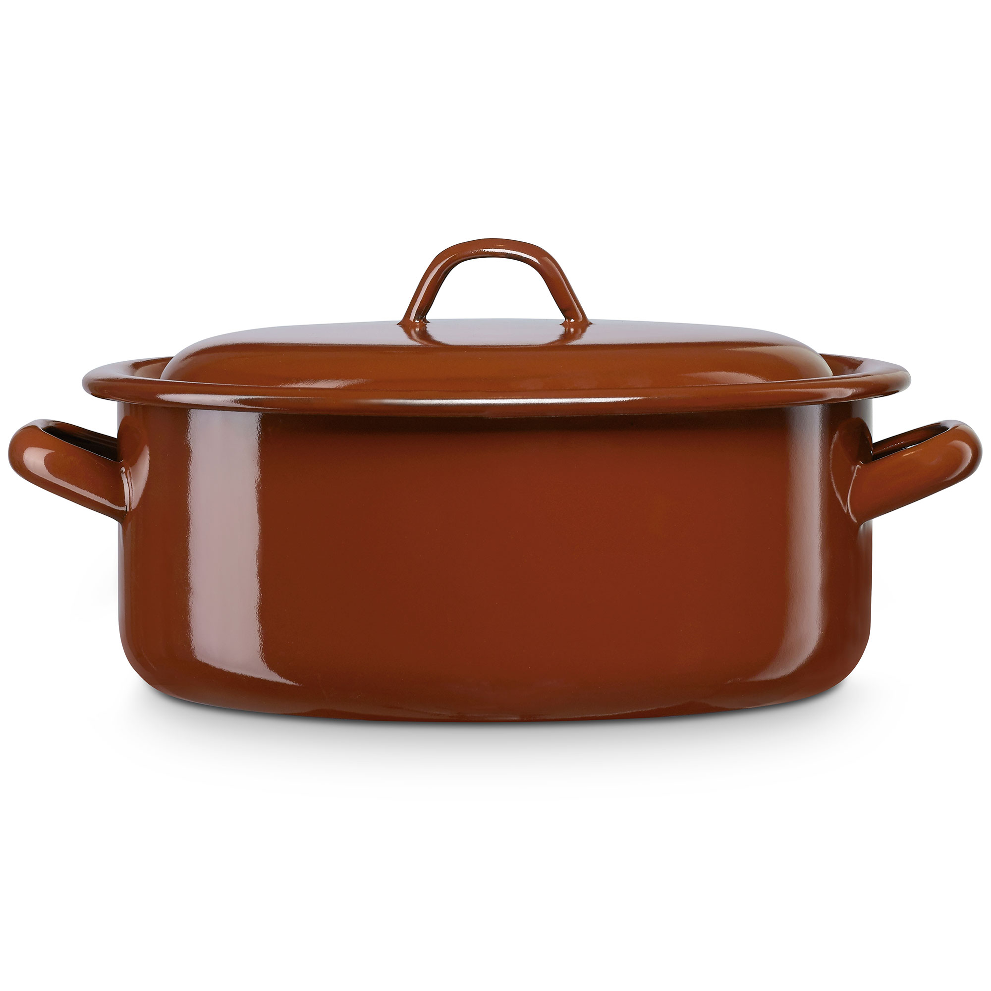 Briebe Terra Cacerola Inducción 32cm Cazuela 10 L Grande, Tapa, Acero Esmaltado Fuego Horno, Vintage, , Marrón