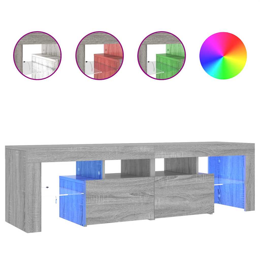vidaXL Mueble de TV con luces LED gris Sonoma 140x36,5x40 cm