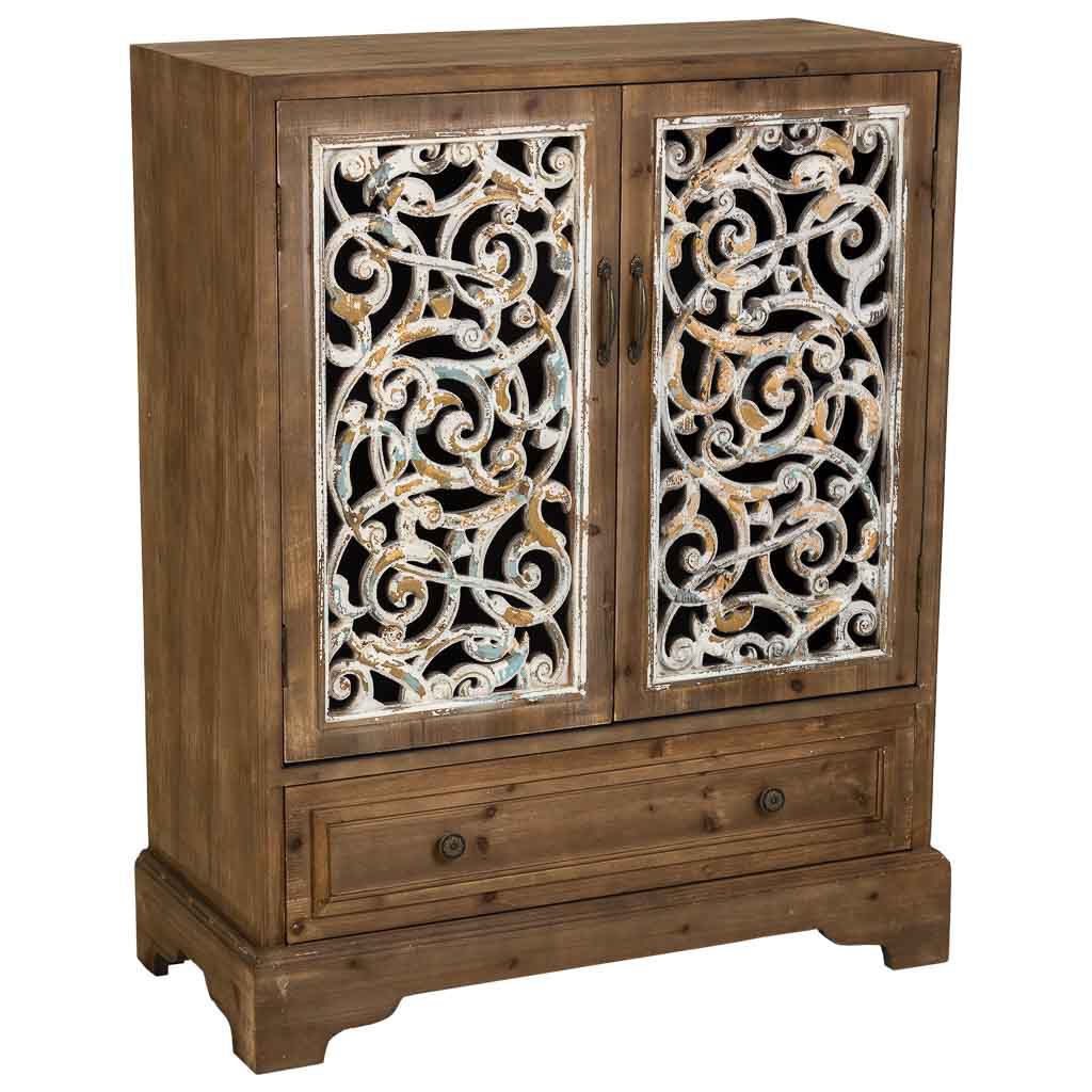 Wonderlust Deco - Armario de madera y metal marrón 83x38x102 Marrón 83x38x102h cm
