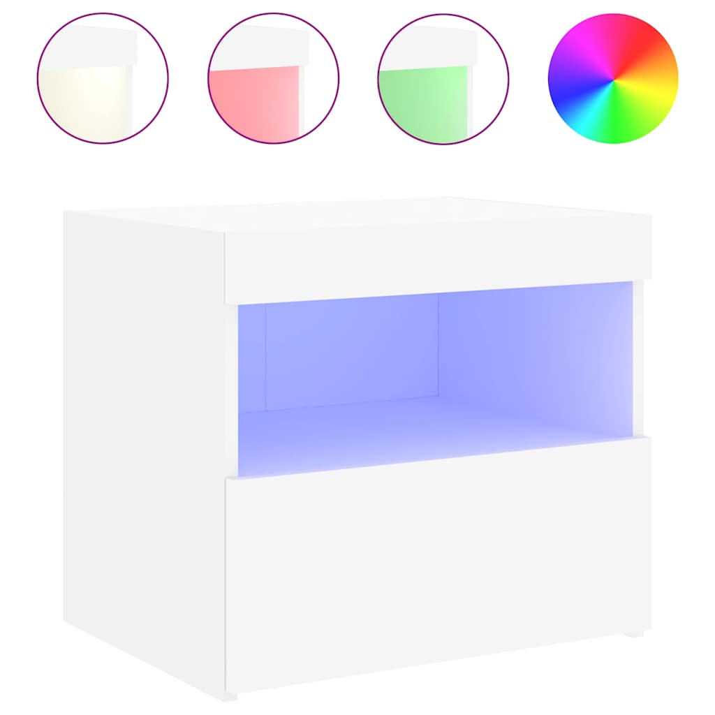 vidaXL Mesita de noche con luces LED blanco 50x40x45 cm
