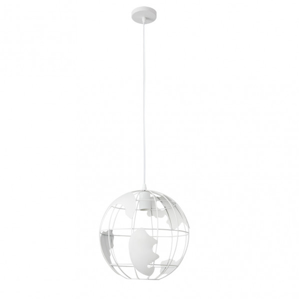Colgante blanco modelo ORBE con diseño bola del mundo Fabrilamp
