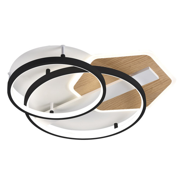 Plafon trofa negro/madera 120w 3000-4000-6000k 9x50x50cm 10200lm c/remoto