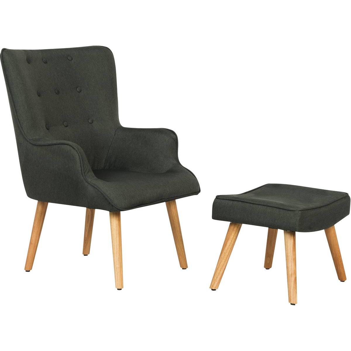 Habitat y Jardin - Sillón escandinavo en tela "Odense" - 73 x 81 x 92,5 cm - Gris oscuro