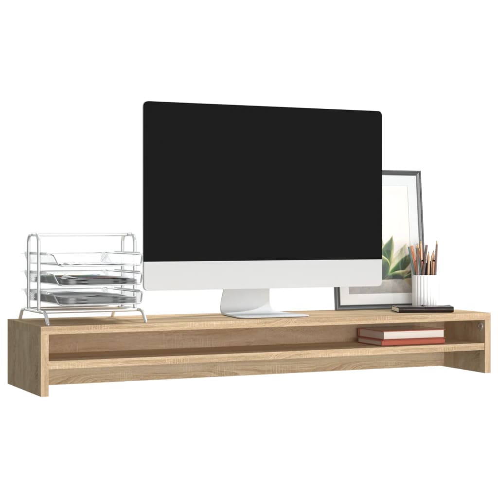 vidaXL Soporte Mesa para Pantalla Contrachapada de Roble 100x24x13cm Color Gris sonoma,  Roble ahumado,  Marrón roble y mas