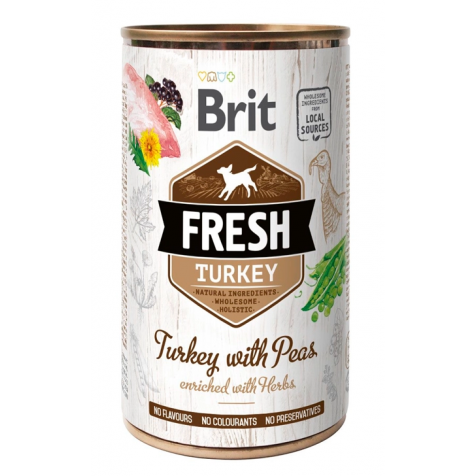 Brit - Brit Fresh Pavo y Guisantes Adult Latas para Perros 6 x 400 gr