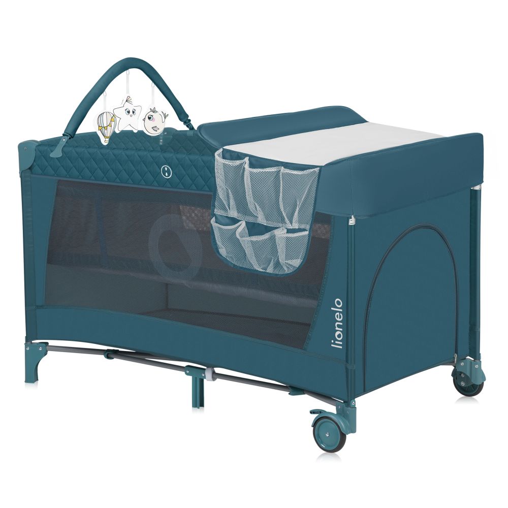 Cuna de Viaje Flower 2 en 1 con Cambiador, Arco de Juguetes y Sistema LockGuard - Ideal para Bebés desde Recién Nacidos hasta 3 Años