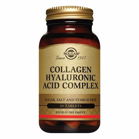 SOLGAR COLLAGEN HYALURONIC ACID COMPLEX SIN AZUCAR 30 TABL