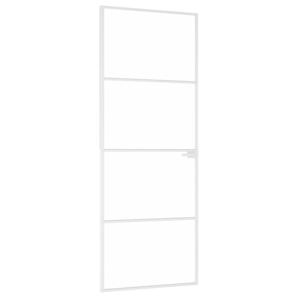 vidaXL Puerta de interior vidrio templado y aluminio blanco 76x201,5cm