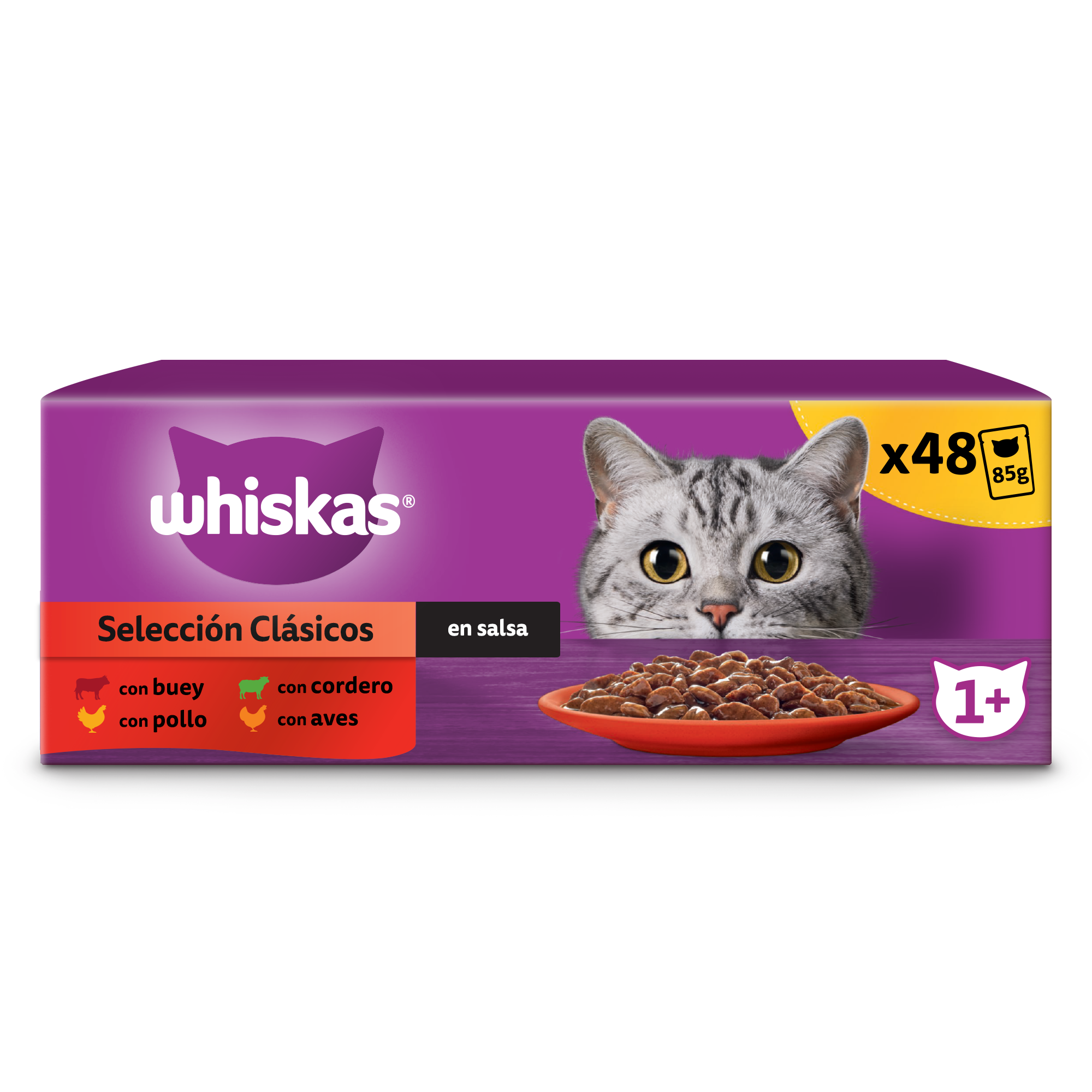 Whiskas - Whiskas Comida Húmeda para Gatos Adultos Selección Clásicos en Salsa Multipack 4x12x85g