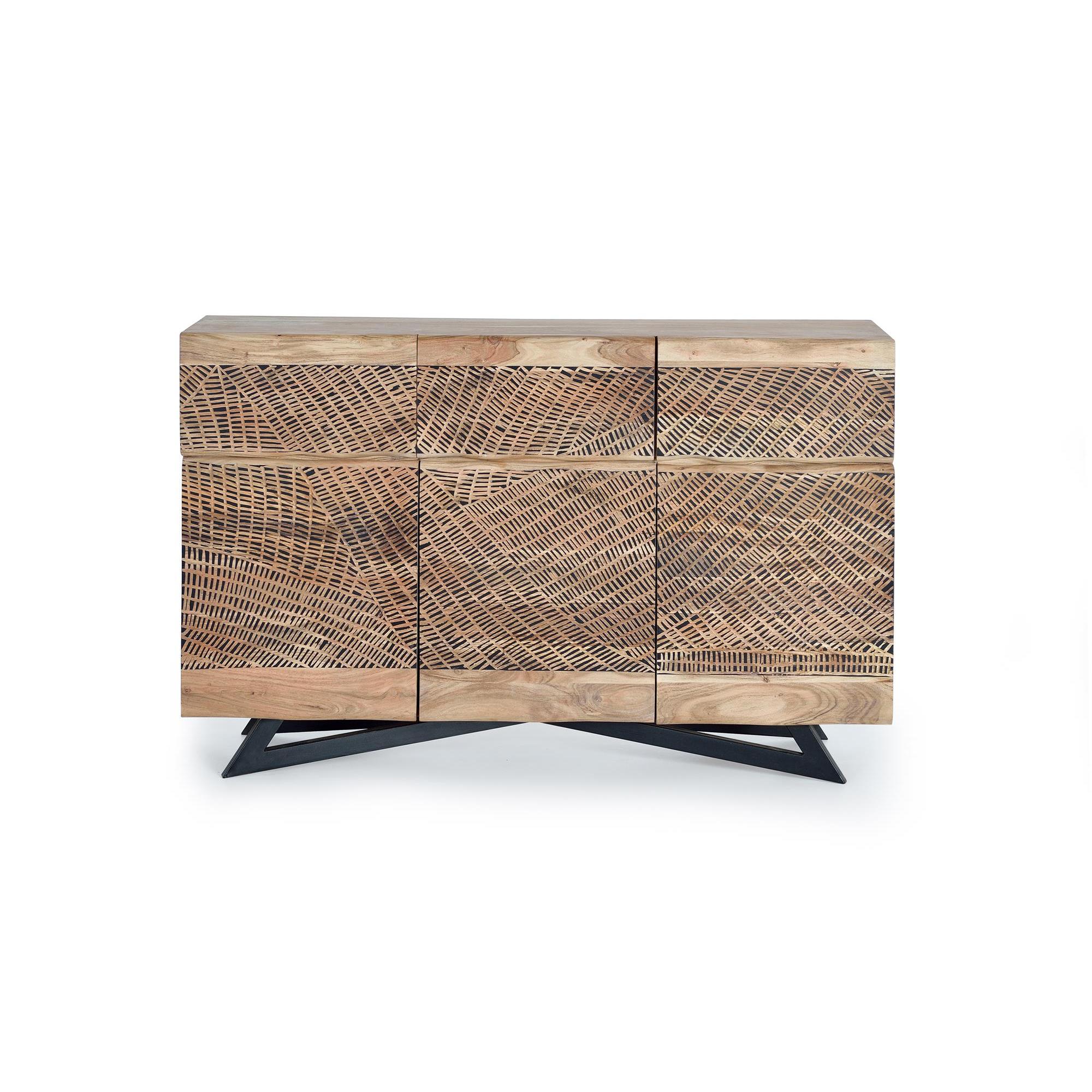 Aparador en madera de acacia y patas metal color natural
