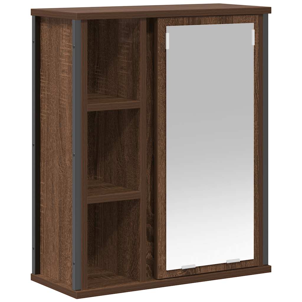 vidaXL Mueble de baño de pared con espejo roble marrón 50x21x60 cm