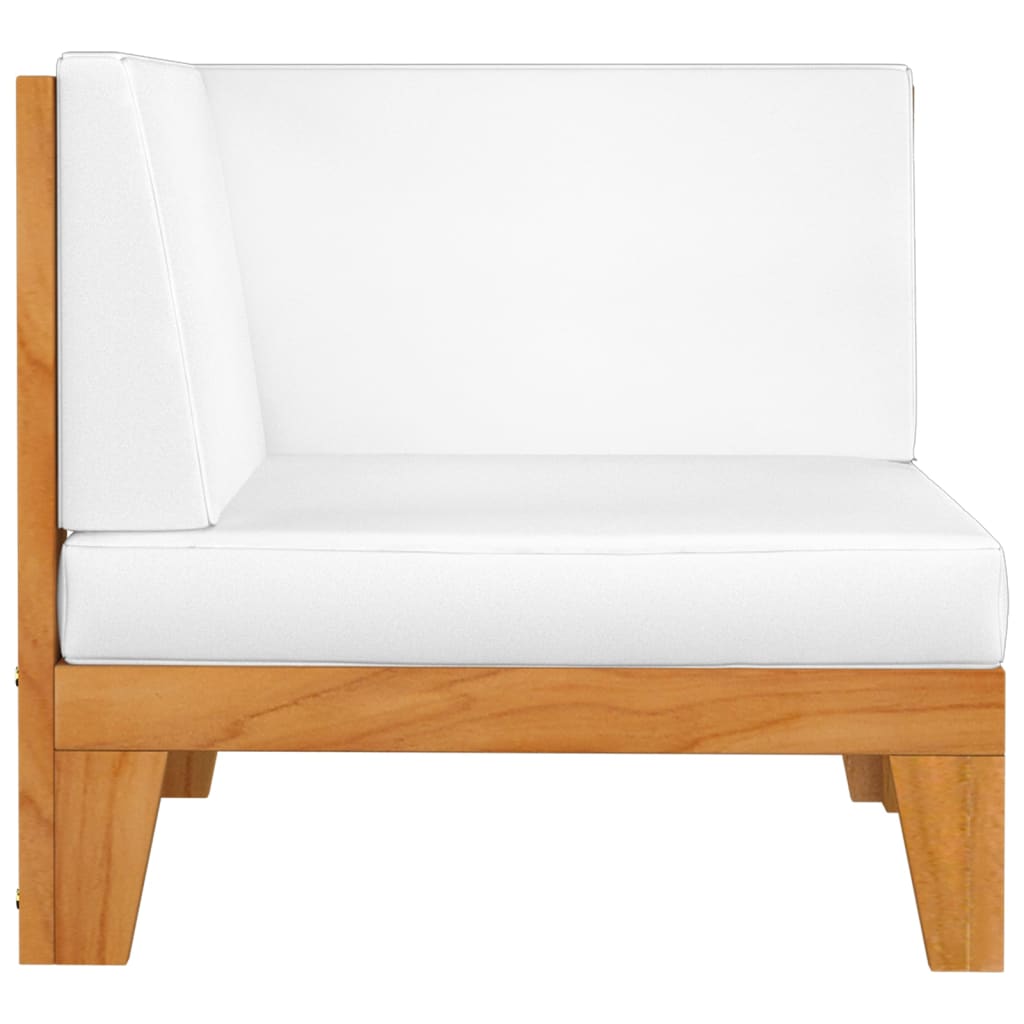 Vidaxl Sofá de Esquina Seccional y Cojines Madera Acacia Crema, Gris Oscuro, Conjunto Terraza