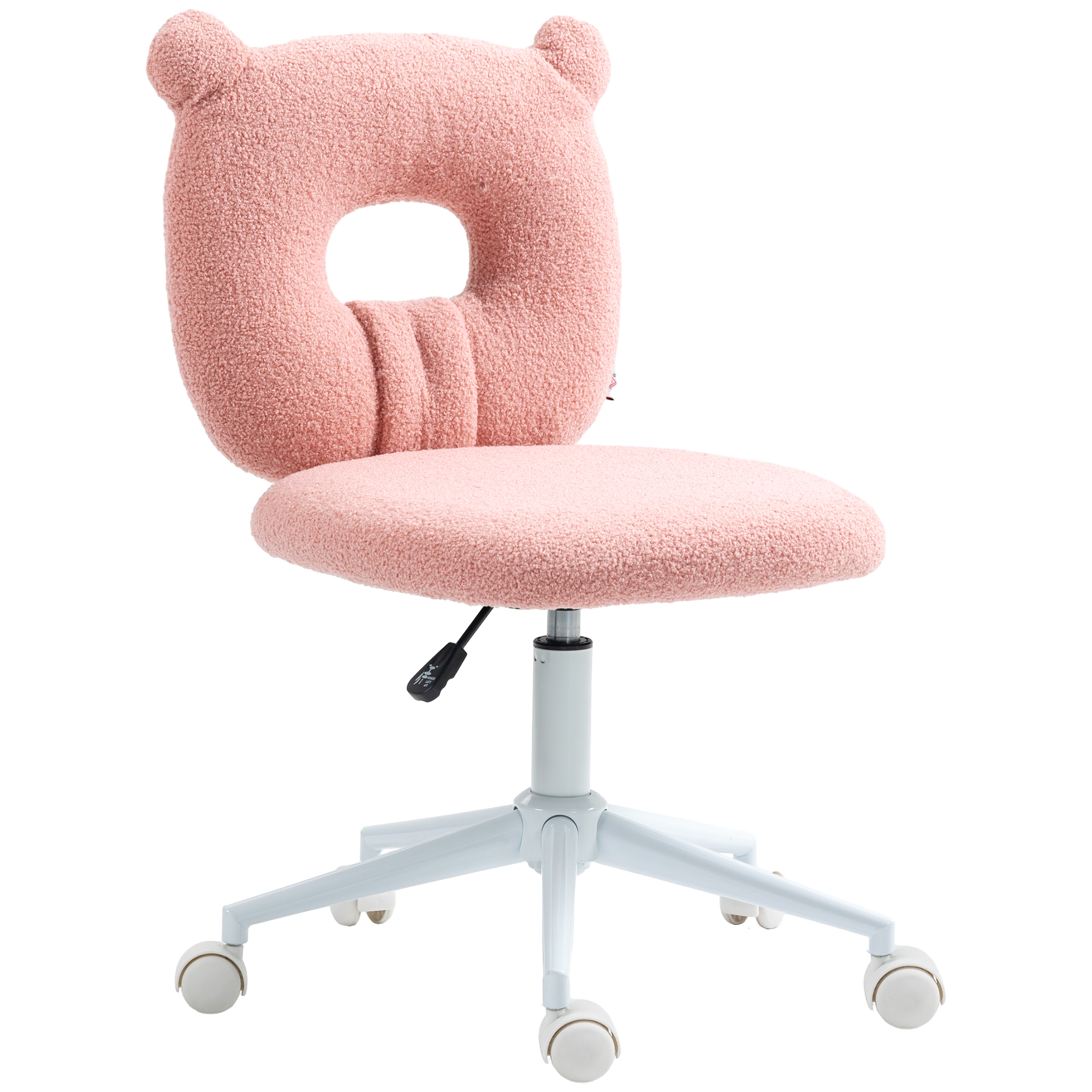 HOMCOM Silla de Escritorio Moderno de Borreguillo Silla Giratoria Infantil con Asiento Ajustable en Altura y Respaldo en Forma de Oso Carga 120 kg