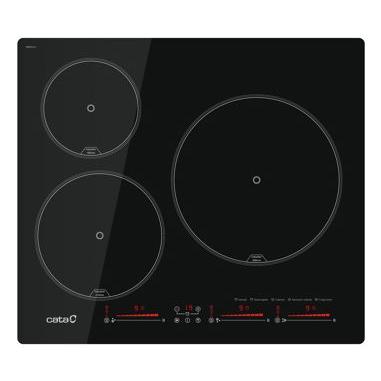 Cata - Placa de inducción IBS 6303E2 de 59 cm con 3 zonas de cocción, zona XL de 28 cm y 7100 W, negro