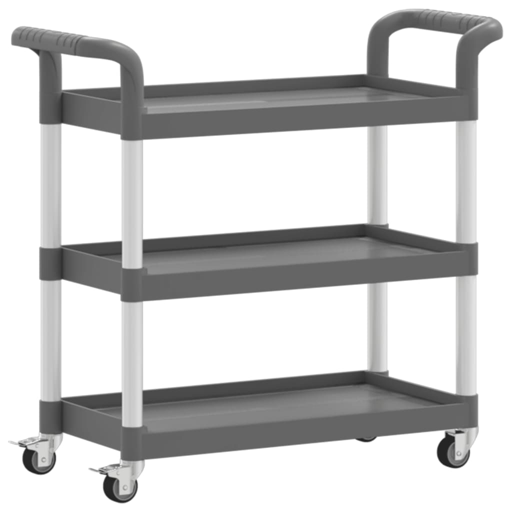 vidaXL Carrito de 3 niveles aluminio gris 77x34x72 cm