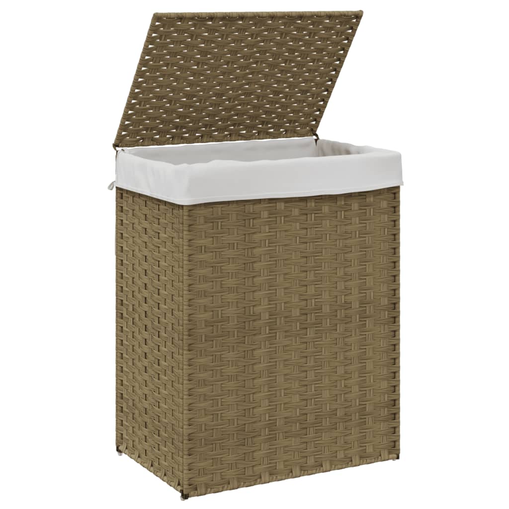 vidaXL Cesto para Ropa Sucia con Tapa Cesta Colada Baño Ratán Sintético Color Blanco,  Negro,  Natural y mas