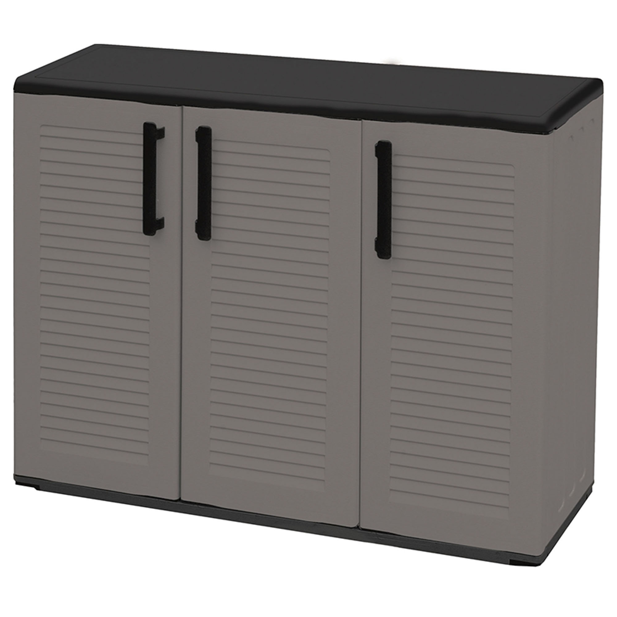 Armario de mediana altura en polipropileno, material reciclable y ecológico sostenible, está equipado con bisagras de acero y estantes ajustables, dim
