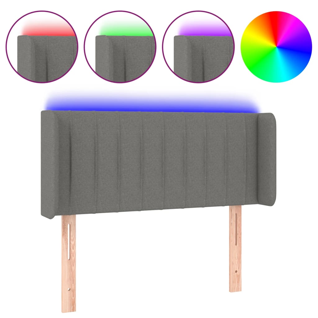 vidaXL Cabecero con LED de tela gris oscuro 83x16x78/88 cm