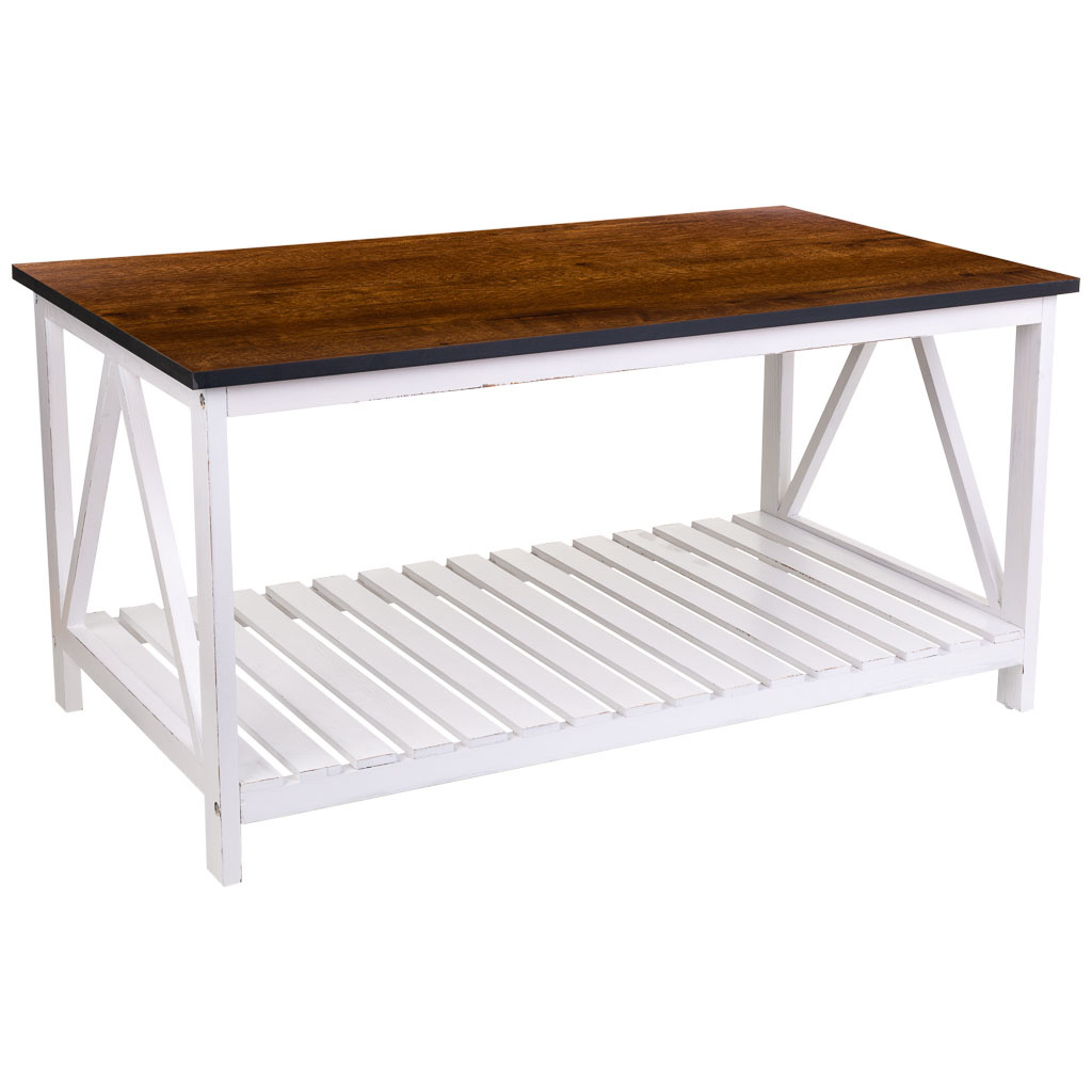 Wonderlust Deco - Mesa centro de madera blanca 92x53x46 Blanco 92x53x46h cm