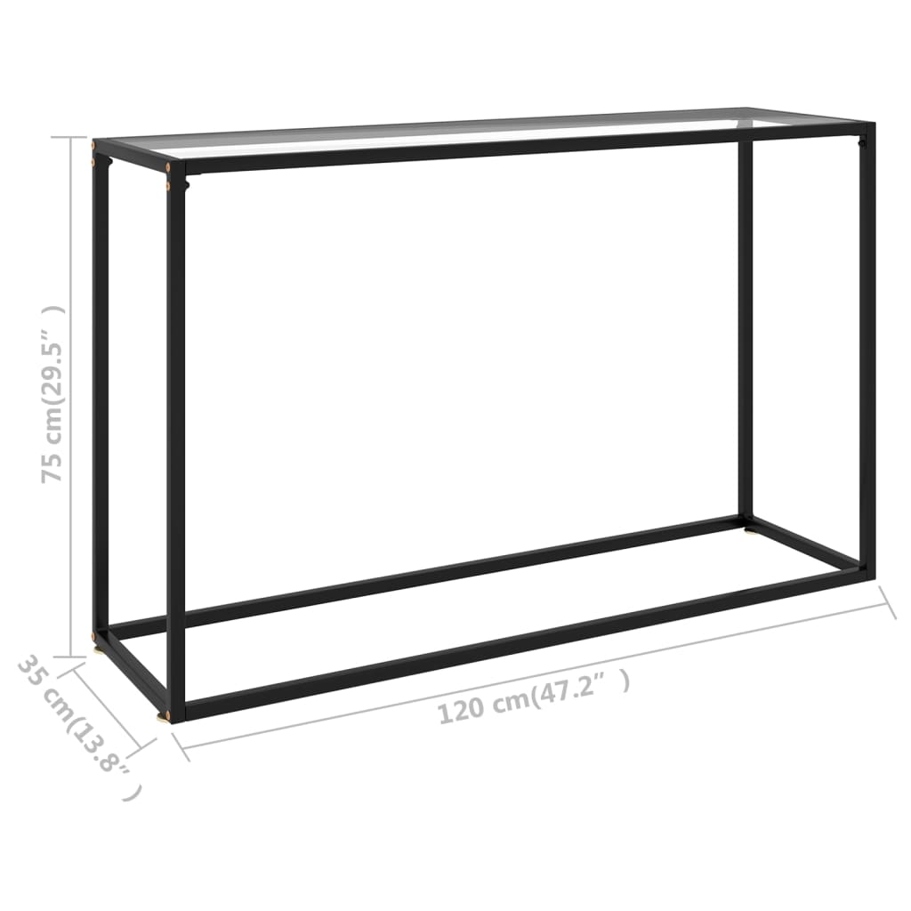 vidaXL Mesa consola vidrio templado transparente 120x35x75 cm