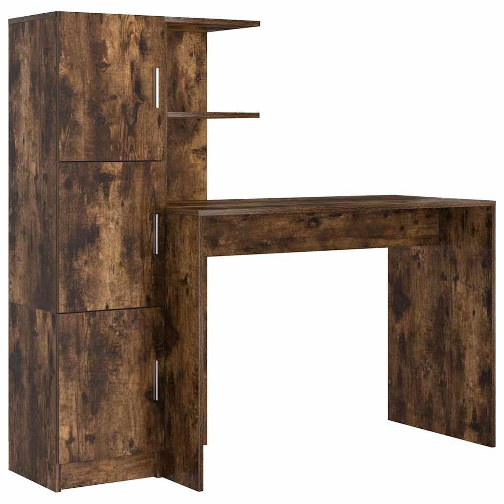 vidaXL Escritorio 2 pcs Roble ahumado