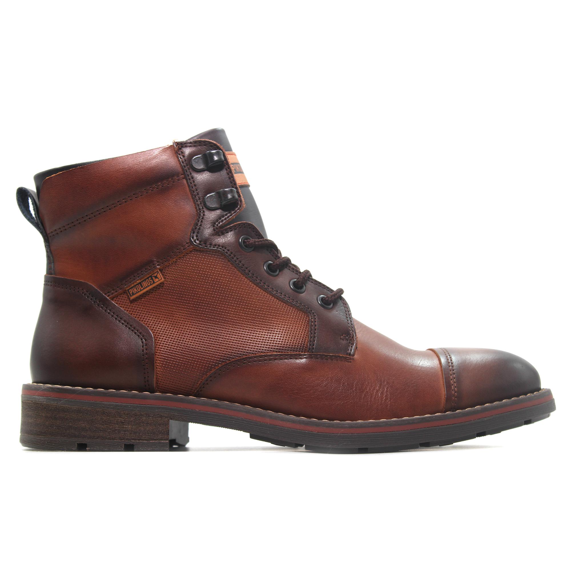 Pikolinos M2M-8156C1 Zapato abotinado casual, de piel, cremallera y cordones, con tacón bajo, para caballero