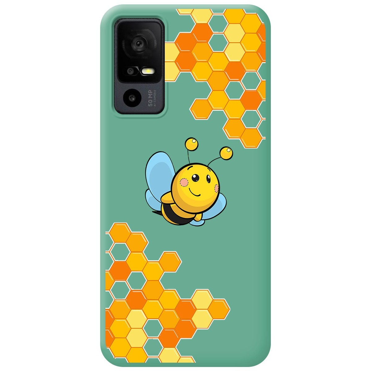 Funda Silicona Líquida Verde para TCL 40 R 5G diseño Abeja Dibujos