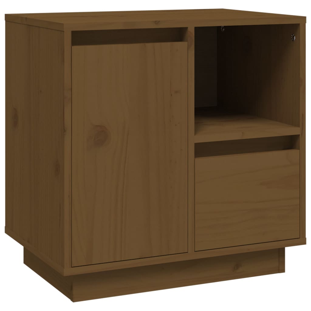 Mesita de Noche Vidaxl Madera Maciza de Pino 50x34x50 Cm Marrón Miel