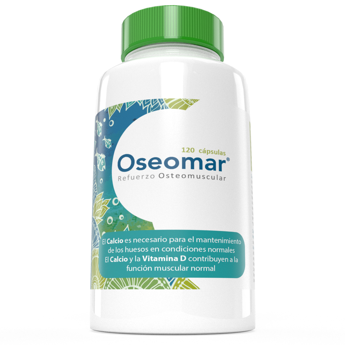 Margan  Oseomar 120 Cápsulas Cálcio Alga Klamath Boswellia uña de Gato Colageno Acido hialuronico vitamina C