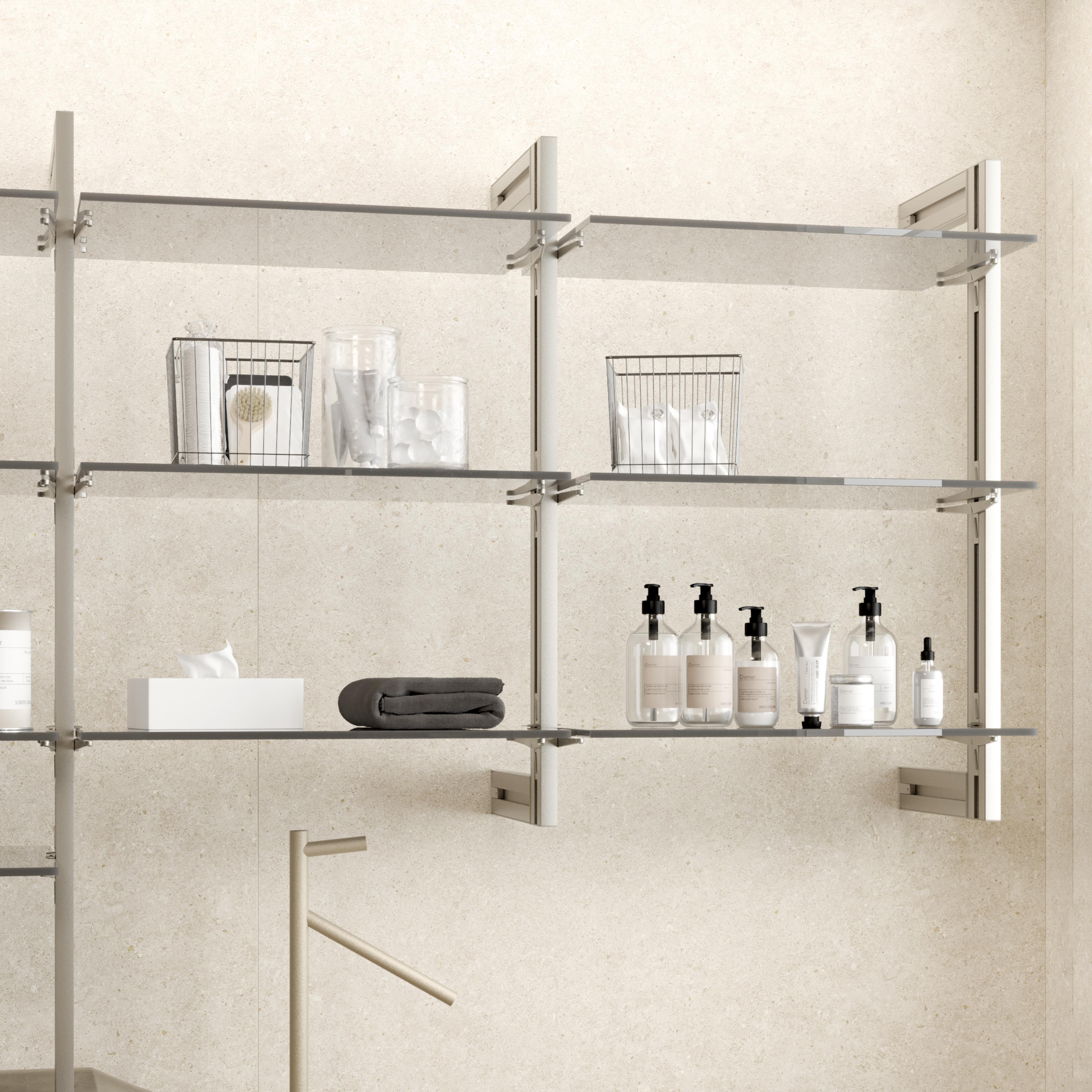 Kit de estructura modular zero con herrajes para el montaje de fijación a pared, aluminio y zamak, pintado color gris piedra
