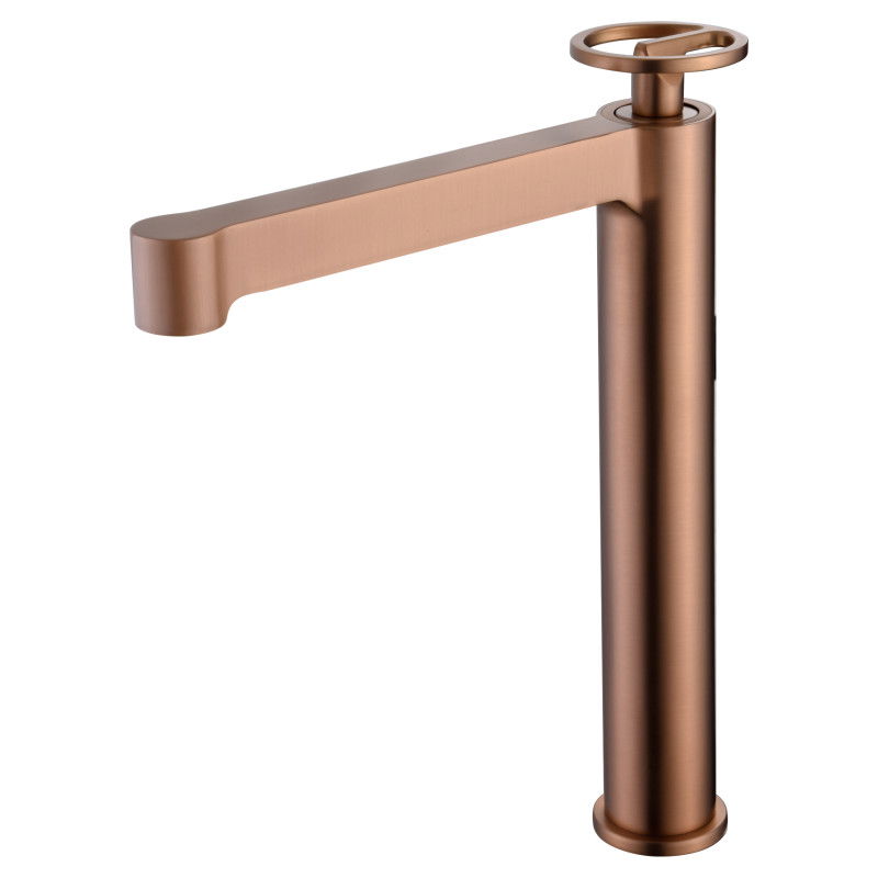 Imex Olimpo BDC033-3ORC grifo monomando caño alto lavabo latón acabado oro rosa cepillado