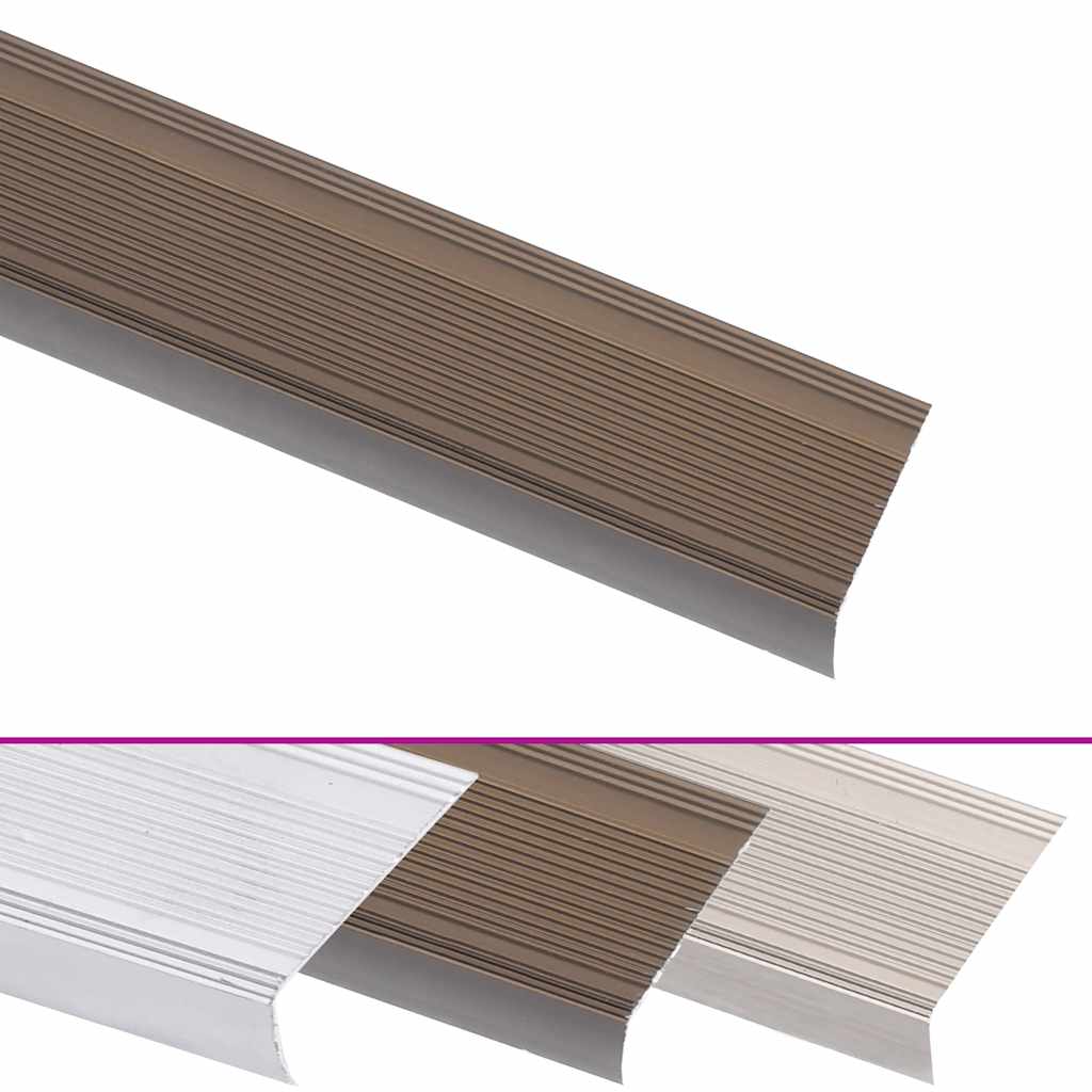 vidaXL Perfiles de peldaños forma de L 15 uds aluminio plata 100 cm en color Plateado/champán/Marrón