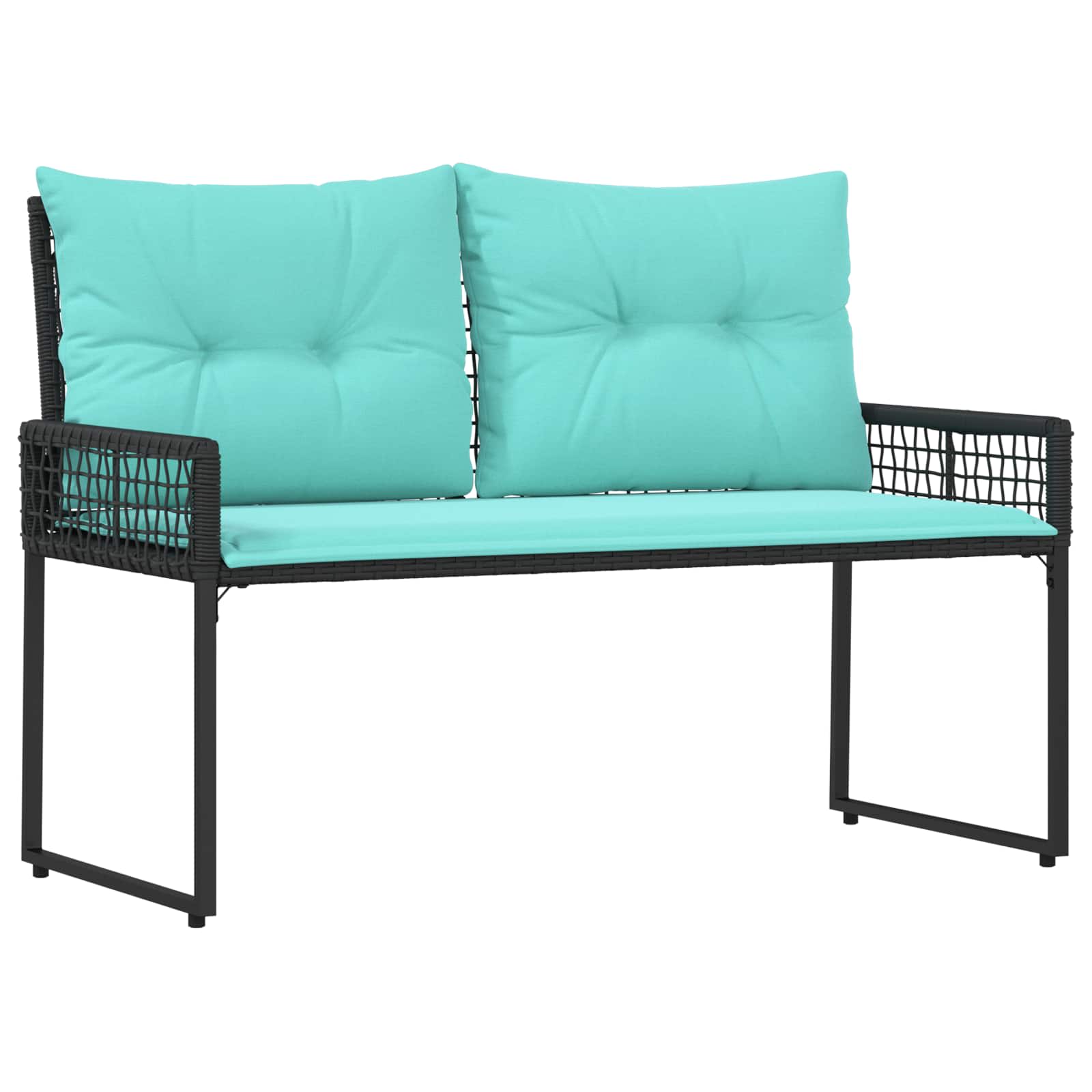vidaXL Banco de exterior con cojín Negro y Turquesa 118 x 55 x 82 cm