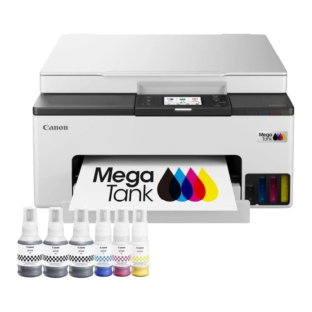 Impresora Inyección de tinta con depósitos 4 A A5, A6, B5 Wifi Canon MAXIFY GX1051 | 15 ipm en blanco, 600 Hz, Bandeja de 250 hojas, Peso 7.0 kg, Blanco