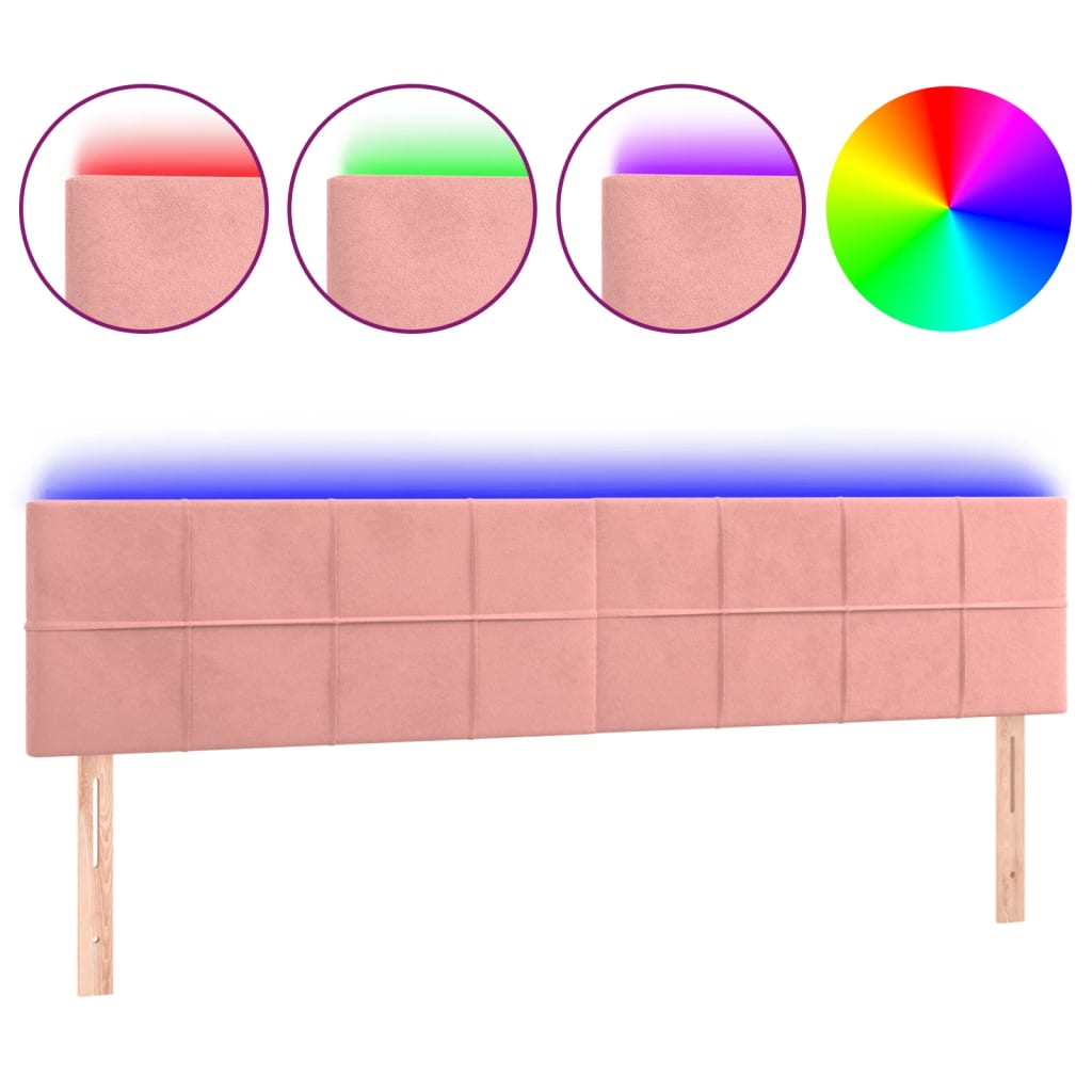 vidaXL Cabecero con LED de terciopelo rosa 180x5x78/88 cm