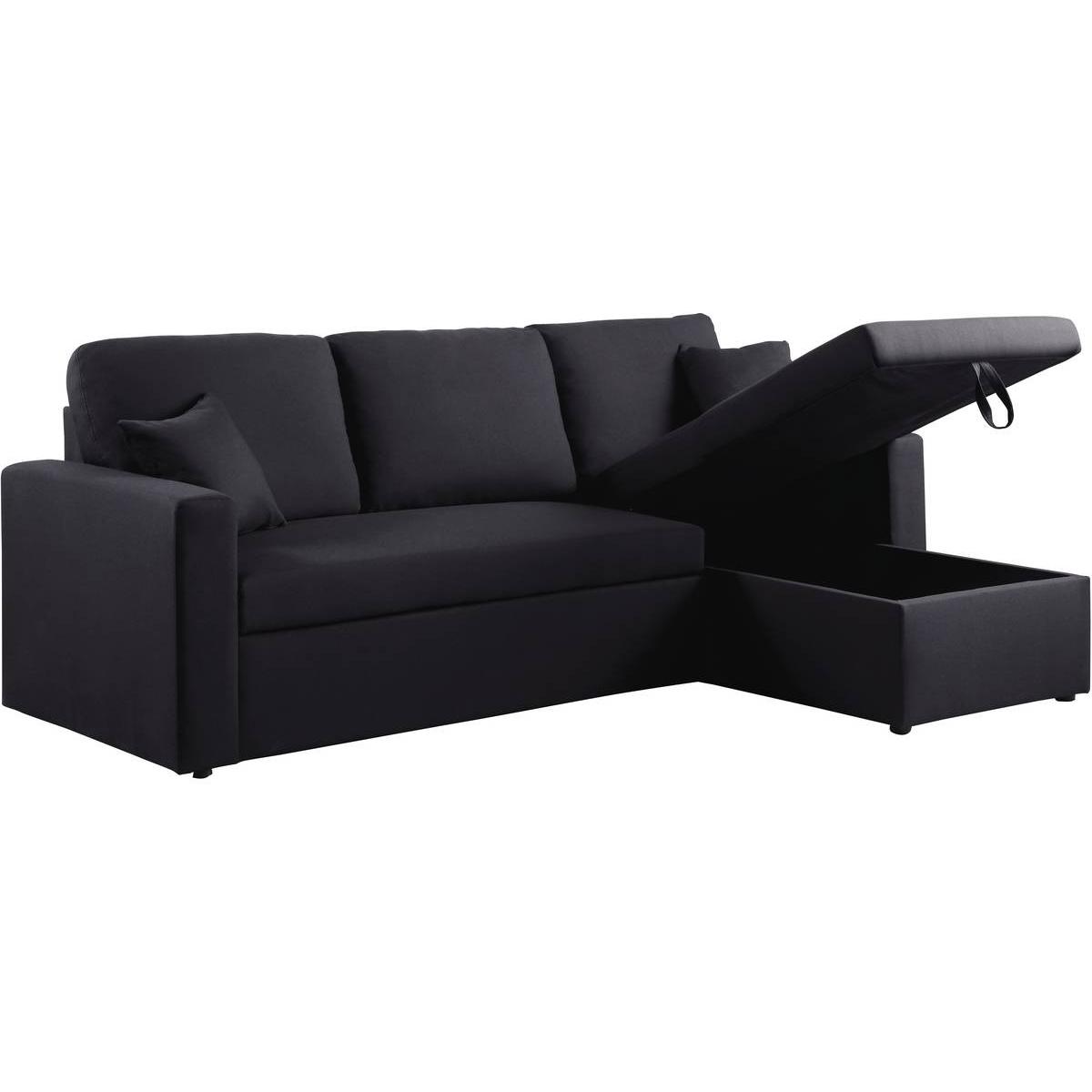 Habitat y Jardin - Sofá esquinero convertible "Alain" - 3 plazas - Negro