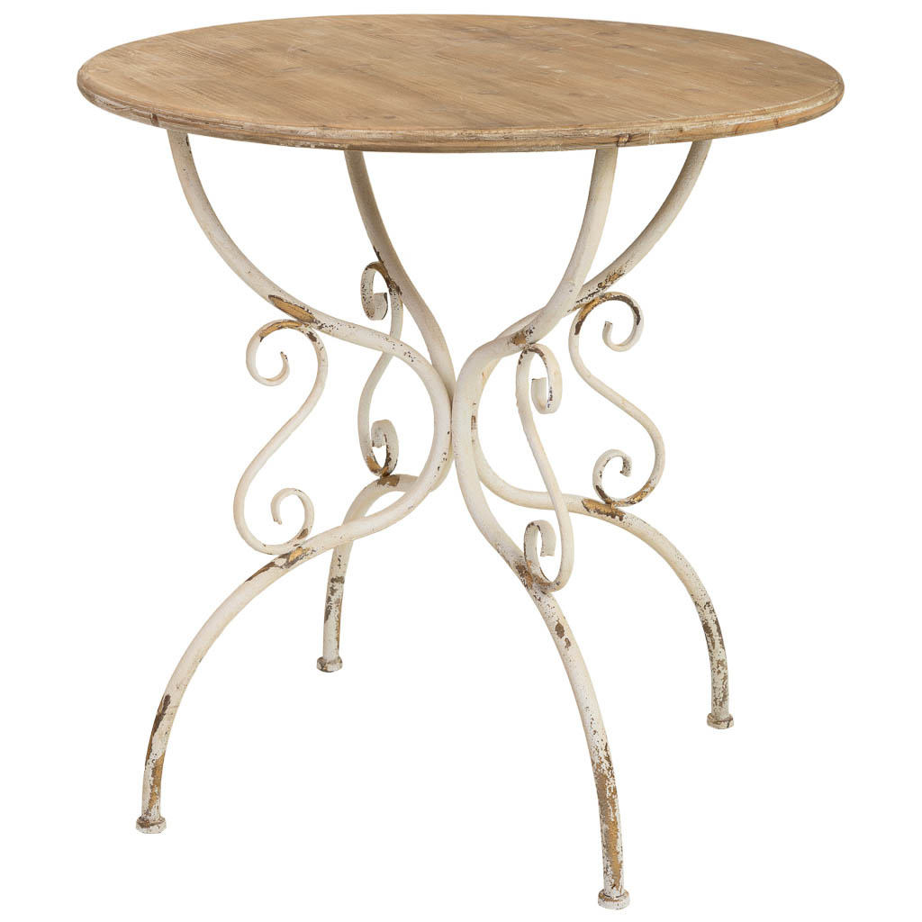 Wonderlust Deco - Mesa de madera y metal acabado envejecido 79,5x79,5x80 Blanco 79,5x79,5x80h cm