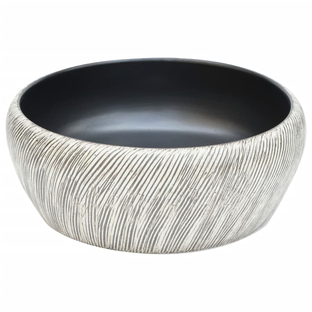 vidaXL Lavabo sobre Encimera Redondo Lavamanos de Baño Tocador Cerámica Color Gris claro,  Marrón,  Azul y amarillo y mas