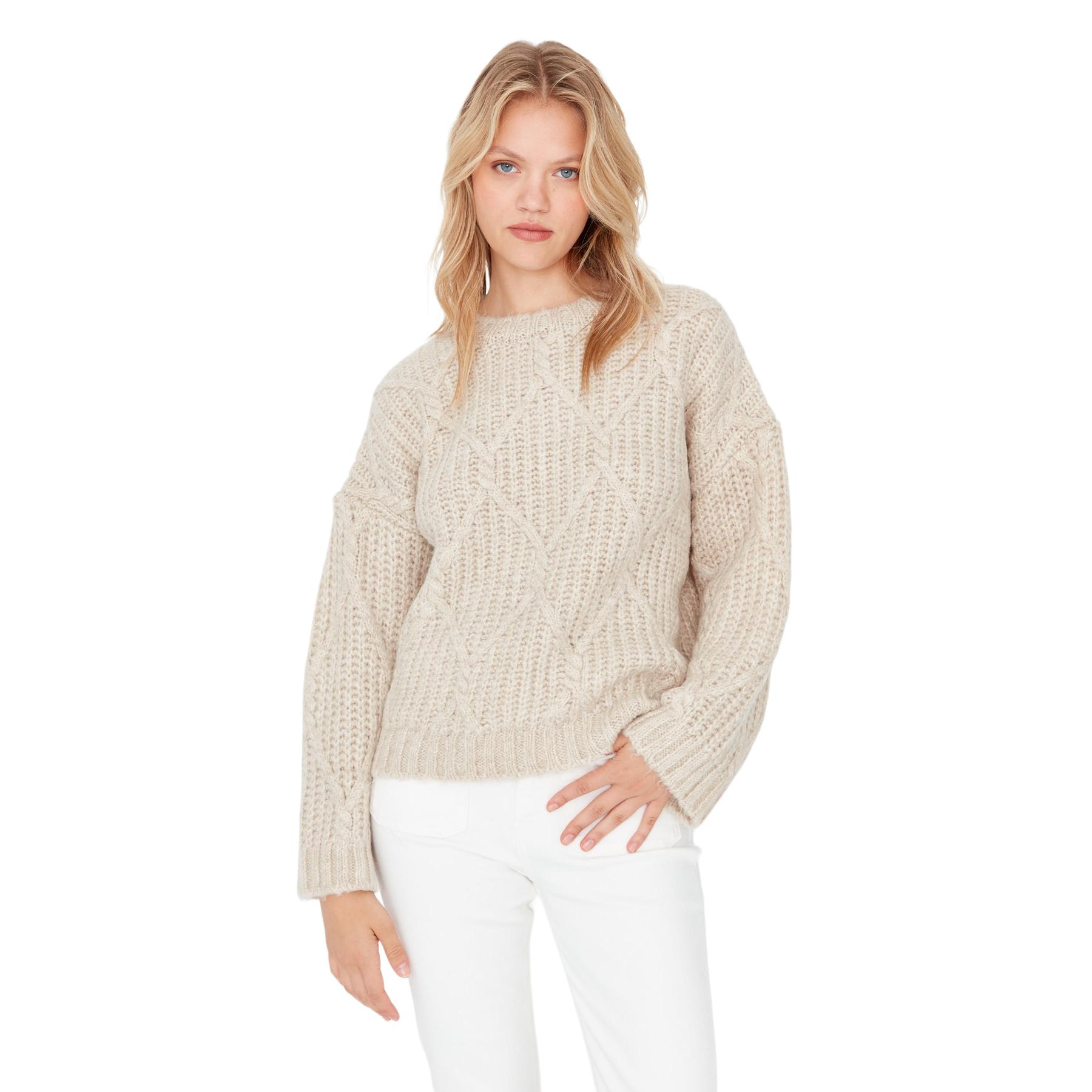 Trendyol Suéter De - Ropa De Invierno Cómoda Y Elegante Piedra Mujer Grande