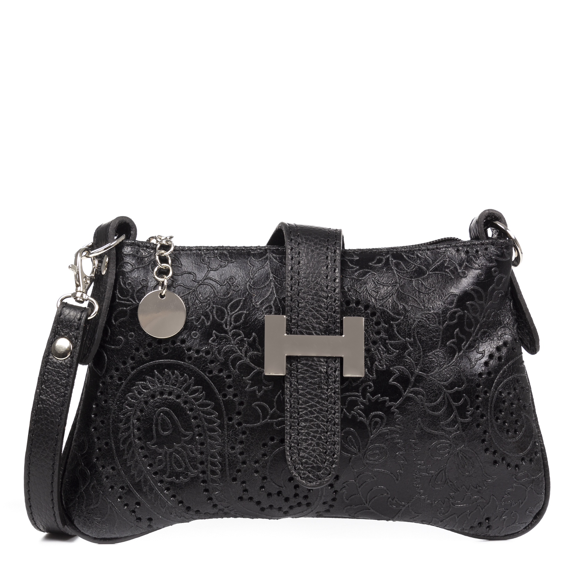 Firenze Artegiani. Allerona Bolso de mano Mujer.Piel auténtica Gamuza Grabado Arabesco. Made in Italy. Vera Pelle Italiana.