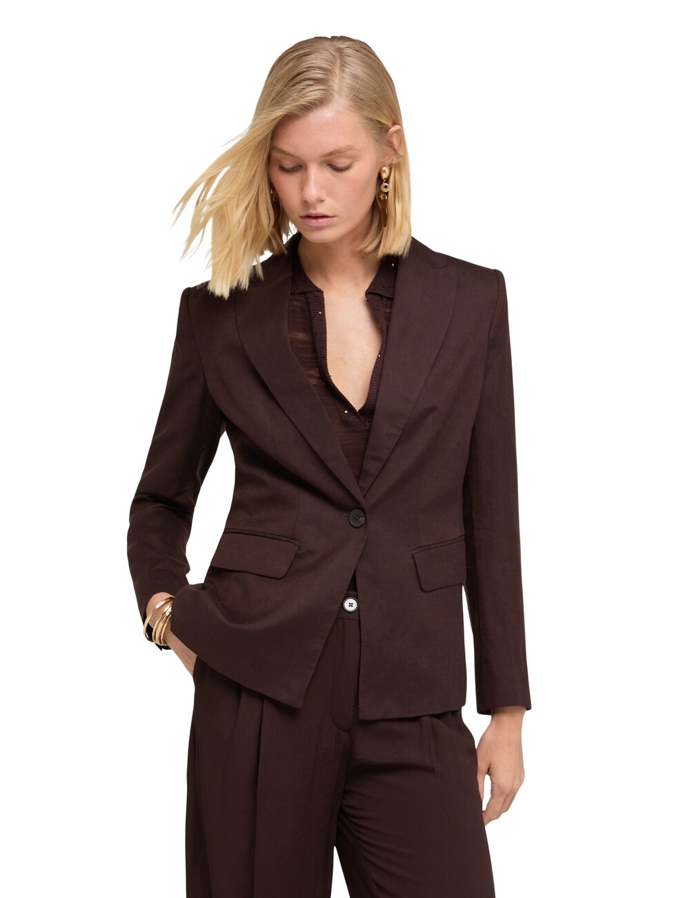 Motivi - Blazer de mezcla de lino y lyocell