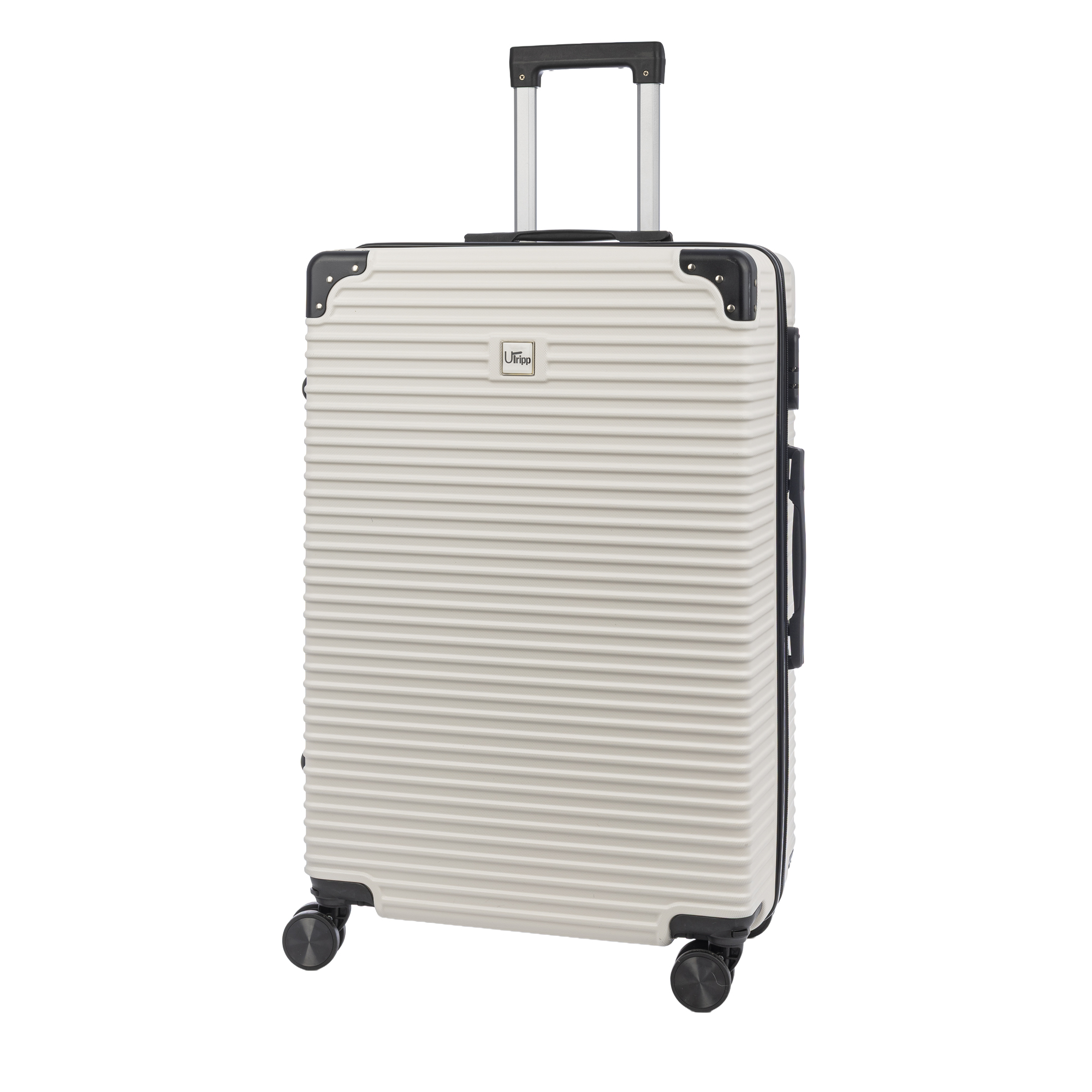Maleta de cabina Trolley en material ligero de ABS de alta resistencia con esquinas reforzadas. Cerradura numérica y 4 ruedas dobles extraíbles y giratorias 360°.