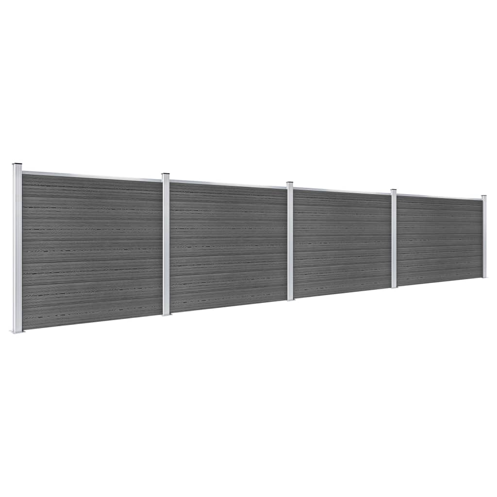 Vidaxl - Set de Panel de Valla WPC 699x146 Cm - Marrón, Gris, Negro - Ideal para Uso en Jardines