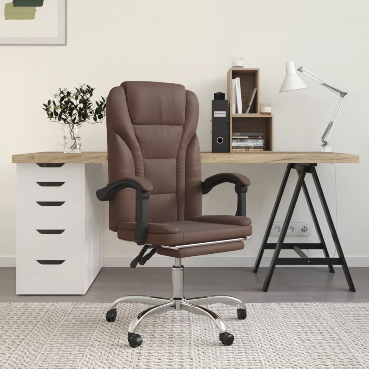 Silla de oficina Pulssar reclinable con reposapiés 112,5-122x63x56 cm