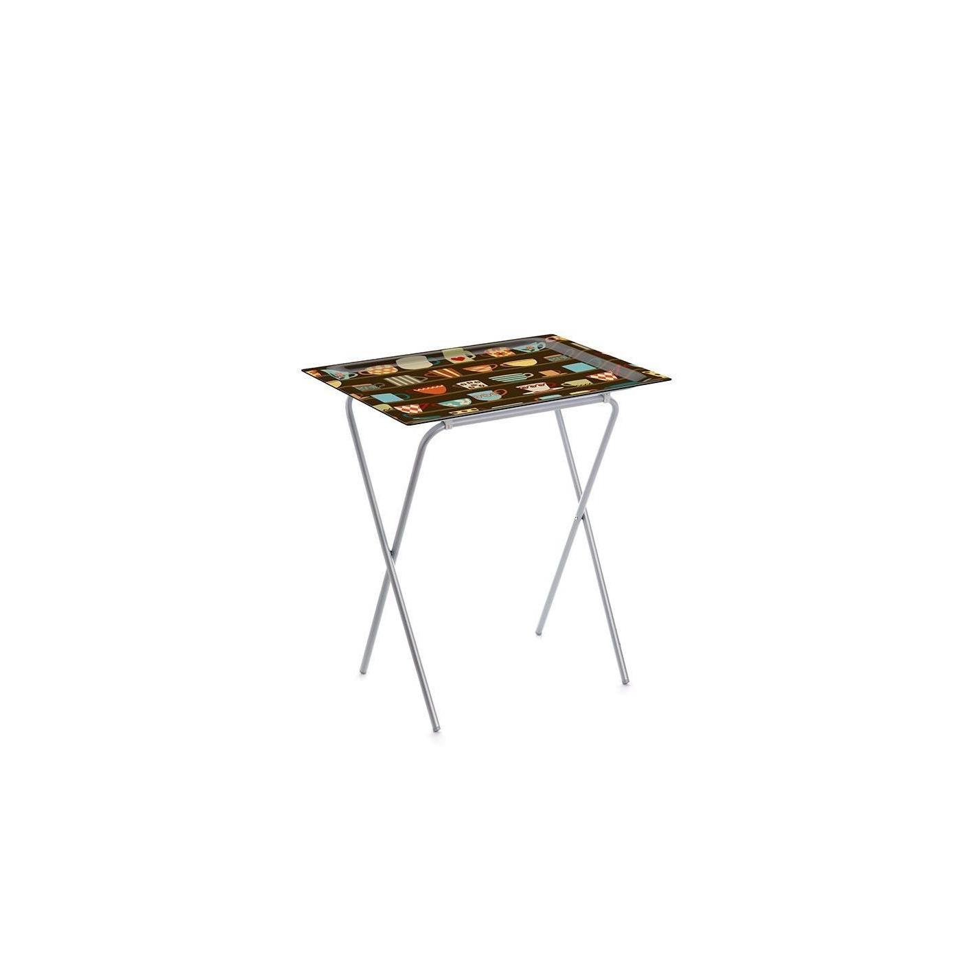 DON HIERRO - Mesa plegable auxiliar ADA con bandeja extraíble para interior y exterior-