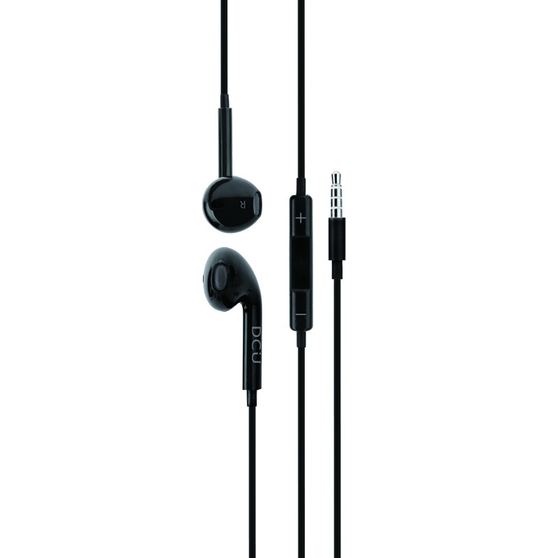 DCU Tecnologic Auriculares Jack 3.5mm Estéreo Negro Control de volumen y Micrófono